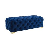 RYUQW3RE Pouf de Rangement Banc d'entrée en Tissu Rustique rembourré, siège de Chambre à Coucher, Repose-Pieds capitonné avec Boutons, Tabouret(Blue,110cm)