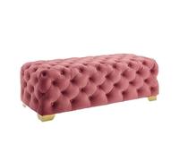 RYUQW3RE Pouf de Rangement Banc d'entrée en Tissu Rustique rembourré, siège de Chambre à Coucher, Repose-Pieds capitonné avec Boutons, Tabouret(Pink,100cm)