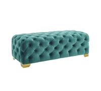 RYUQW3RE Pouf de Rangement Banc d'entrée en Tissu Rustique rembourré, siège de Chambre à Coucher, Repose-Pieds capitonné avec Boutons, Tabouret(Green,80cm)