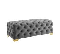 RYUQW3RE Pouf de Rangement Banc d'entrée en Tissu Rustique rembourré, siège de Chambre à Coucher, Repose-Pieds capitonné avec Boutons, Tabouret(Gray,110cm)