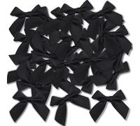 Ryvera 48 Noeud Cadeau Noirs de 5cm - Matériau en Satin de Soie Auto-adhésif, Idéaux pour l’Emballage de Cadeaux, la Décoration de Mariage et de Fêtes