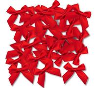 Ryvera 48 Rubans Noeud Cadeau Papillon Rouges de 5cm - Matériau en Satin de Soie Auto-adhésif, Idéaux pour l’Emballage de Cadeaux, la Décoration de Mariage et de Fêtes