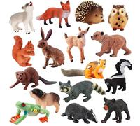 Ryvera Lot de 16 figurines d'animaux de la forêt - Jouets pour enfants à partir de 3, 4, 5, 6, 7, 8 ans - Pour Noël, thème de la forêt, décoration de gâteau