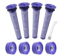 Ryvina V7 V8 Filtre de rechange compatible avec aspirateur sans fil Dyson V7 V8 Animal V8 Absolute, # 965661-01 967478-01, 4 pré-filtres, 4 post-filtres, 1 brosse