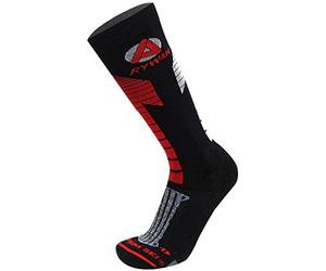 Rywan Comprim Bas Chaussettes de Ski de Compression Mixte, Noir/Rouge/Gris, 44