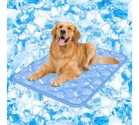 Rywell 110X80 cm Tapis Rafraichissant Chien,Tapis Refroidissant pour Grands Chien Thermochromique,Coussin Rafraichissant Imperméable et Non Toxique, Antidérapant et Lavable(Bleu)