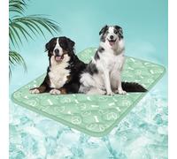 Rywell 150X102cm Tapis Rafraichissant Chien,Tapis Refroidissant pour Grands Chien Thermochromique,Coussin Rafraichissant Imperméable et Non Toxique, Antidérapant et Lavable(Vert)
