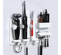 Rywell Porte-Brosse à Dents Mural,Porte Brosse à Dents Electrique, Multifonctionnel sans Perçage Porte-Brosse à Dents de Salle de Bain,Comprend 2 Morceaux d'adhésif
