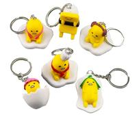 RYXCGXJ Gudetama - Lot de 6 porte-clés Gudetama Lazy Egg - Cadeau idéal pour les fans de Gudetam - Jaune - S
