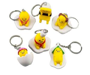RYXCGXJ Gudetama - Lot de 6 porte-clés Gudetama Lazy Egg - Cadeau idéal pour les fans de Gudetam - Jaune - S