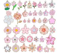 RYXZEN 43 Style Breloques Fleurs Charm Pendentifs Rose Floral Thème Fleur Charmes Marguerite Fleur de Cerisier Dangle Émail Charme pour Collier Boucle D'Oreille Bracelet Bijoux Fournitures Artisanales