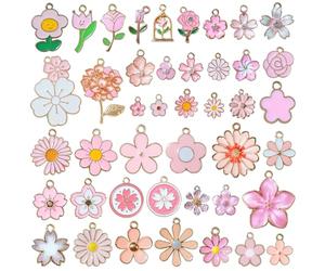 RYXZEN 43 Style Breloques Fleurs Charm Pendentifs Rose Floral Thème Fleur Charmes Marguerite Fleur de Cerisier Dangle Émail Charme pour Collier Boucle D'Oreille Bracelet Bijoux Fournitures Artisanales