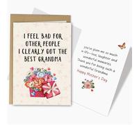 RYYike Carte de fête des mères amusante pour grand-mère, carte amusante de fête des mères de la part de petite-fille, petit-fils, I Clearly Got The Best Grandma