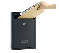 RYZAN Boîte aux lettres murale en acier moderne avec plaque nominative - Facile à installer - Verrouillable - Résistante aux intempéries - 8,5 x 21,5 x 32 cm - Extérieur avec clés - Noir