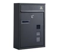 RYZAN Modern Delivery Boîte aux lettres murale en acier avec plaque nominative pour une utilisation extérieure Verrouillable Résistant aux intempéries Facile à installer 8,5 x 21,5 x 32 cm