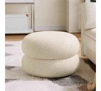 RYZQWE Pouf en Forme de Savon, Repose-Pieds en Laine d'agneau, Repose-Pieds for Changer de Chaussures, Tabouret Polyvalent for Changer de Chaussures, Salon, Chambre à Coucher(Wit,35x22cm)