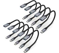 RyzzRooa Lot de 10 câbles USBC-USBA de 15,2 cm, 15 W-5 Gbit/s, mâle vers | Adaptateur OTG de type C vers USB A, aluminium tressé en nylon, données 5 Gbit/s, charge 3 A 15 W, pour iPhone 15-17, MacBook