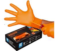 RZ TOOLS 50 Gants de Travail noun- poudre en Nitrile Diamantés - Sans Latex, Hypoallergeniques Réutilisables, Gants Antidérapants, Orange (50 Pieces) (Extra Large)