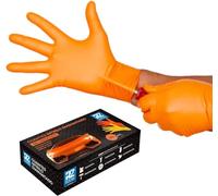 RZ TOOLS Gants en nitrile diamanté orange - Les gants en nitrile les plus résistants du marché - Sans latex - Réutilisables (taille L Orange Pack de 100 7 microns)