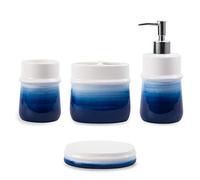 RZCNC Ensemble d'accessoires de Salle de Bain Bleu Marine, 4 pièces en céramique Bleu Marine, Comprend Une Tasse à Brosse à Dents, Un Distributeur de Savon, Un Porte-Savon, Un gobelet
