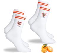 RZCOMP Aperol Lot de 2 paires de chaussettes de tennis amusantes avec motif de chaussettes de sport, unisexes, blanches, pour homme et femme, Orange/blanc, 38-44