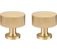 RZDEAL Lot de 2 boutons de placard en laiton massif doré moderne (28 mm x 28 mm), finition laiton brossé
