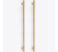 RZDEAL Lot de 2 poignées d'armoire en laiton massif doré, barre en T à trou unique, longueur totale de 31,5 cm, poignées de tiroir modernes en laiton brossé, poignées d'armoire de salle de bain,