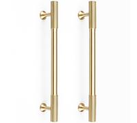 RZDEAL Lot de 2 poignées d'armoire en laiton massif doré, centres de trous de 160 mm, pour placard de cuisine, commode, salle de bain, poignées d'armoire en laiton brossé