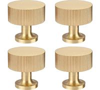 RZDEAL Lot de 4 boutons de placard en laiton massif doré moderne (25 mm x 25 mm), finition laiton brossé