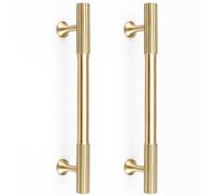 RZDEAL Lot de 4 Poignées de Meuble Cuisine, Poignées d'Armoire Modernes en Laiton Massif Doré et Brossé, Centres de Trou 12,7 cm, pour Placard et Salle de Bain