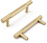 RZDEAL Lot de 4 poignées de placard de cuisine en laiton massif doré brossé pour tiroir de salle de bain RZ-01371