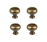 RZDEAL Lot de 4 poignées de porte en laiton de style antique 2,5 x 2,3 cm simples et élégantes pour meubles, armoire, tiroir, boîte de porte (laiton antique)