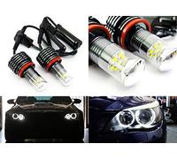 RZG Lot de 2 ampoules LED Angel Eyes H8 60 W Canbus pour E90 E92 E82 E60 E70 E71 Blanc