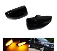 RZG Lot de 2 clignotants latéraux noirs à LED pour Logan II MCV Sandero II 2018-2024 Duster II 2018-2024