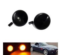 RZG Lot de 2 clignotants latéraux noirs fumés à LED ambre pour modèles de 1990-2014 MX-5 MK I II III Roadster NA NB NC