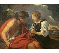 RZHRHJES Abstrait Image sur Toile Graffiti Art Mural Peinture sur Toile Nordique Bacchus et Ariane de Pier Francesco Mola Affiches d'Art Pour la Décoration Murale 60x90cm