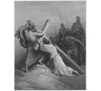 RZHRHJES Abstrait Image sur Toile Graffiti Art Mural Peinture sur Toile Nordique Bible Jésus tombant sous par Gustave Dore Affiches d'Art Pour la Décoration Murale 60x90cm