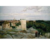 RZHRHJES Abstrait Image sur Toile Graffiti Art Mural Peinture sur Toile Nordique Château de Falaise Huile sur toile de Jean Baptiste Camille Corot Affiches d'Art Pour la Décoration Murale 60x90cm