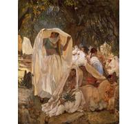 RZHRHJES Abstrait Image sur Toile Graffiti Art Mural Peinture sur Toile Nordique Femmes de Blidah le jour du Prophète Algérie par Frederick Arthur Bridgman Pour la Décoration Murale 60x90cm