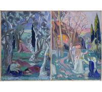 RZHRHJES Abstrait Image sur Toile Graffiti Art Mural Peinture sur Toile Nordique Jardin des Oliviers Le Christ apparaissant à Marie-Madeleine de Maurice Denis Pour la Décoration Murale 60x90cm