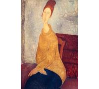 RZHRHJES Abstrait Image sur Toile Graffiti Art Mural Peinture sur Toile Nordique Jeanne Hebuterne avec un pull jaune par Amedeo Modigliani Affiches d'Art Pour la Décoration Murale 60x90cm