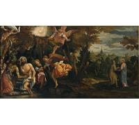 RZHRHJES Abstrait Image sur Toile Graffiti Art Mural Peinture sur Toile Nordique Le Baptême et les Tentations du Christ de Paolo Veronese Affiches d'Art Pour la Décoration Murale 60x90cm
