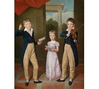 RZHRHJES Abstrait Image sur Toile Graffiti Art Mural Peinture sur Toile Nordique Portrait of a Young Girl and Two Young Boys in a House Concert by Antoine Jean Gros Pour la Décoration Murale 60x90cm