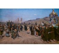 RZHRHJES Abstrait Image sur Toile Graffiti Art Mural Peinture sur Toile Nordique Procession religieuse dans la province de Koursk par Ilya Efimovich Repin Pour la Décoration Murale 60x90cm