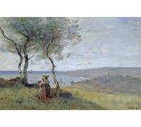 RZHRHJES Abstrait Image sur Toile Graffiti Art Mural Peinture sur Toile Nordique Souvenir de Saint Jean De Luz par Jean Baptiste Camille Corot Affiches d'Art Pour la Décoration Murale 60x90cm