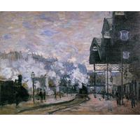 RZHRHJES Abstrait Tableau Peinture sur Toile Portrait Gare Saint Lazare les hangars à marchandises de la région de l'Ouest par Claude Monet Pour la Décoration Murale 60x90cm