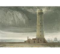 RZHRHJES Abstrait Tableau Peinture sur Toile Portrait Phare de Dungeness à partir d'un autour de la Bretagne entreprise par William Daniell Pour la Décoration Murale 60x90cm
