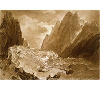 RZHRHJES Affiche Decoration Murale Mer De Glace Vallée de Chamouni Savoie du livre d'études gravé par l'artiste par Mallord William Turner Pour la Décoration de la Chambre à Coucher 60x90cm