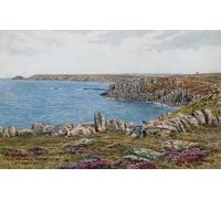 RZHRHJES Affiche Decoration Murale Tableau Imprimé sur Toile Cape Cornwall et grottes et falaises à Lands End par Alfred Robert Quinton Pour la Décoration de la Chambre à Coucher 60x90cm