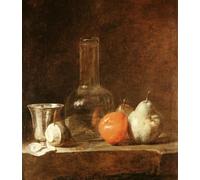 RZHRHJES Affiche Decoration Murale Tableau Imprimé sur Toile Nature morte à la carafe, gobelet en argent et fruits de Jean baptiste simeon Chardin Pour la Décoration de la Chambre à Coucher 60x90cm